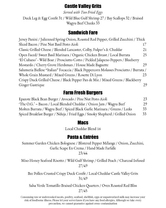 12 farms menu